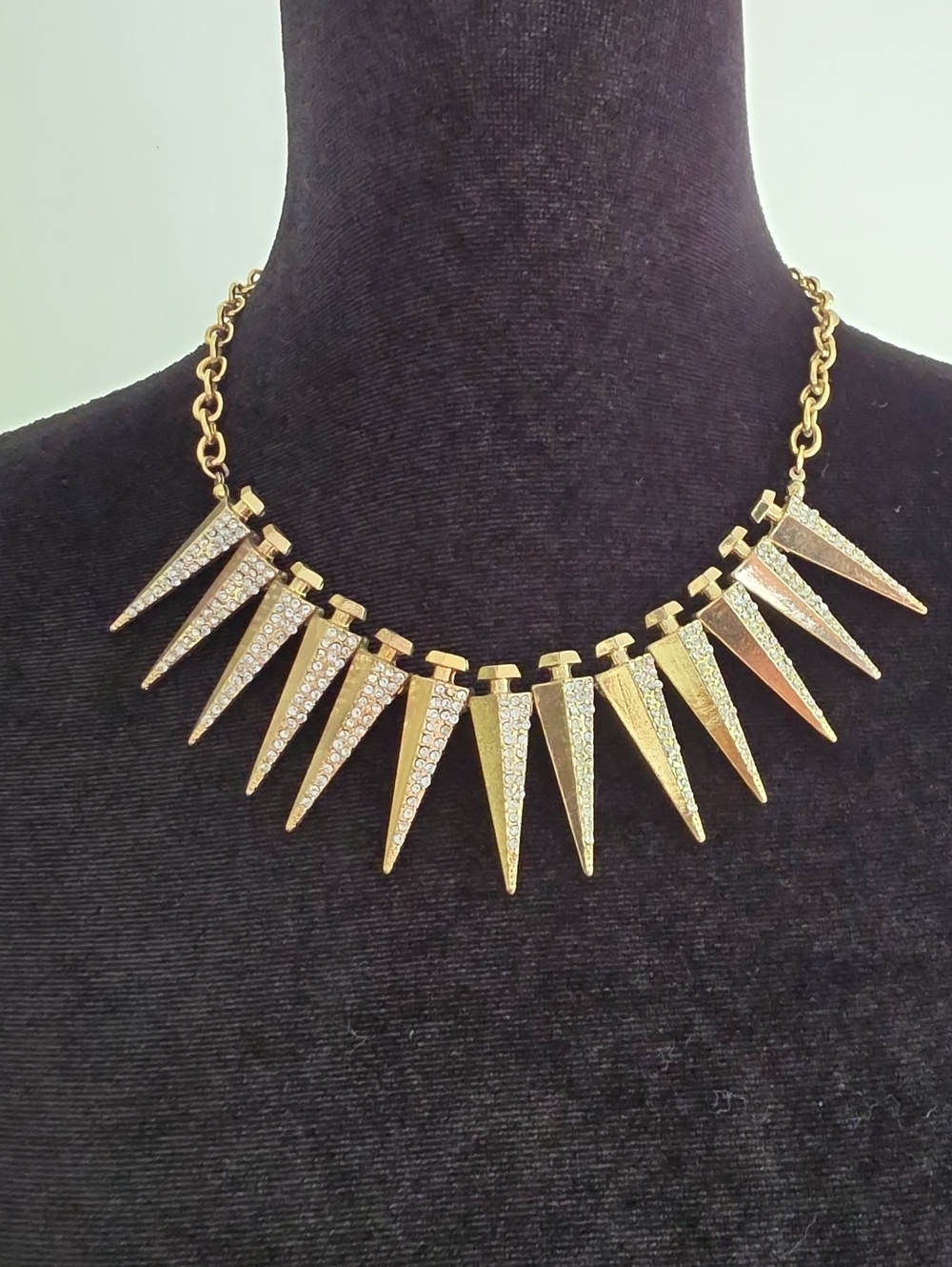 Gold Spike Crystal Statement Necklace - Women Jewelry